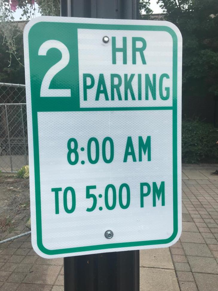 2-Hour Parking sign