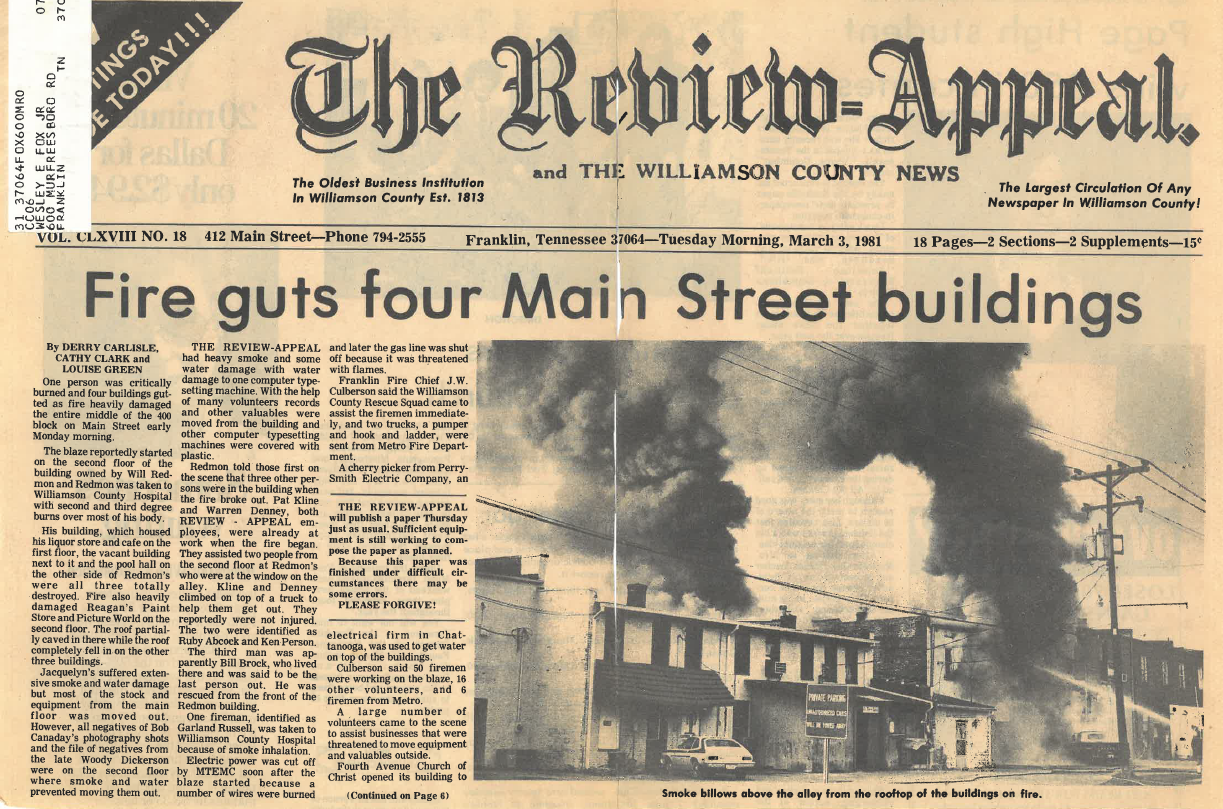 Main St fire 03-02-1981