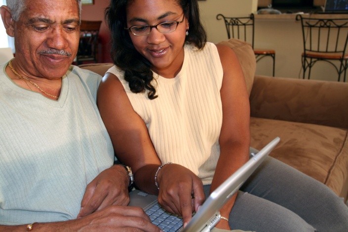 Dad and Girl at Computer