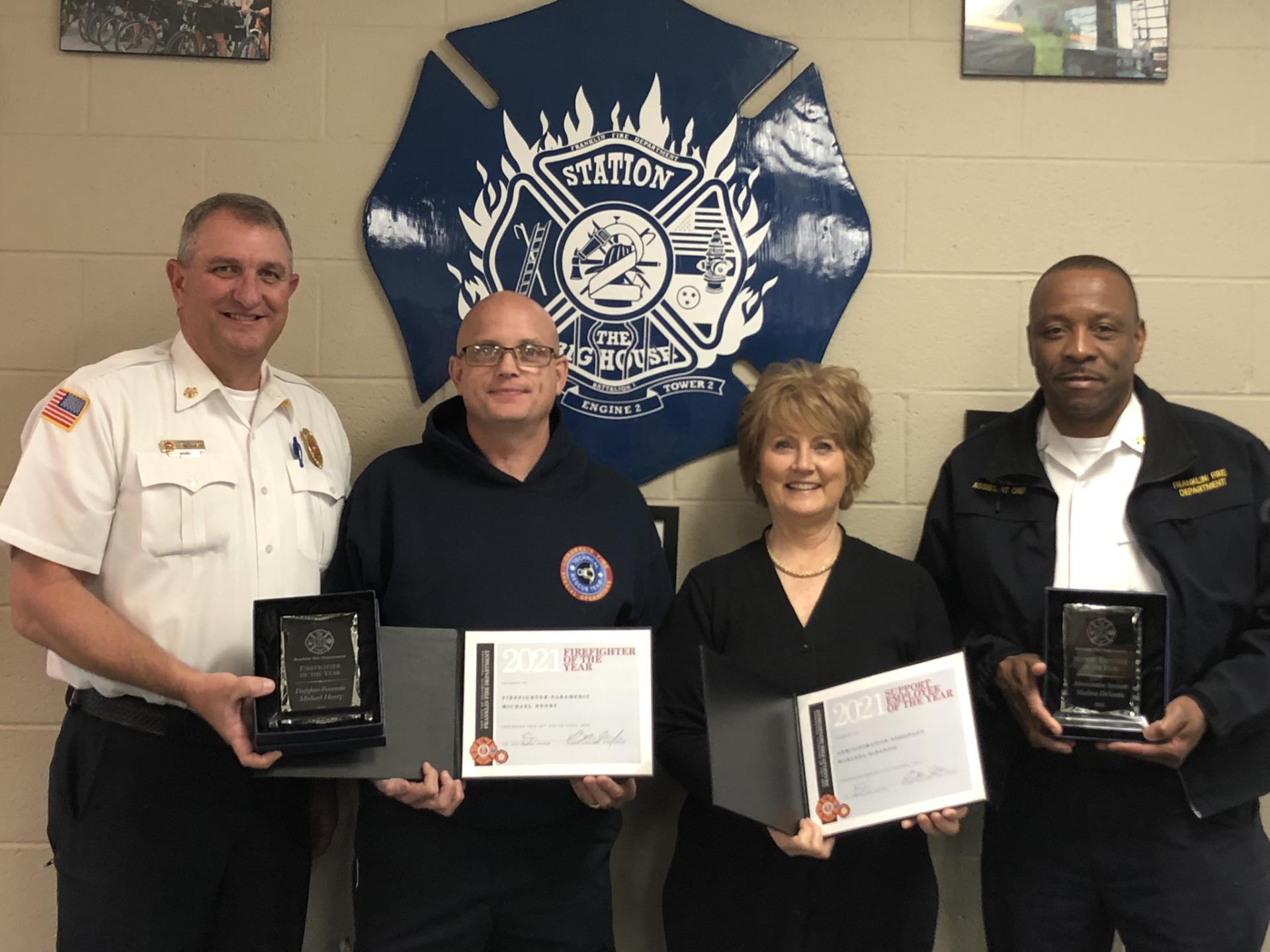 FFD 2021 Firefighter & Support Employee of the Year FF/P Michael Henry & Admin. Asst. Marlena DeSantis