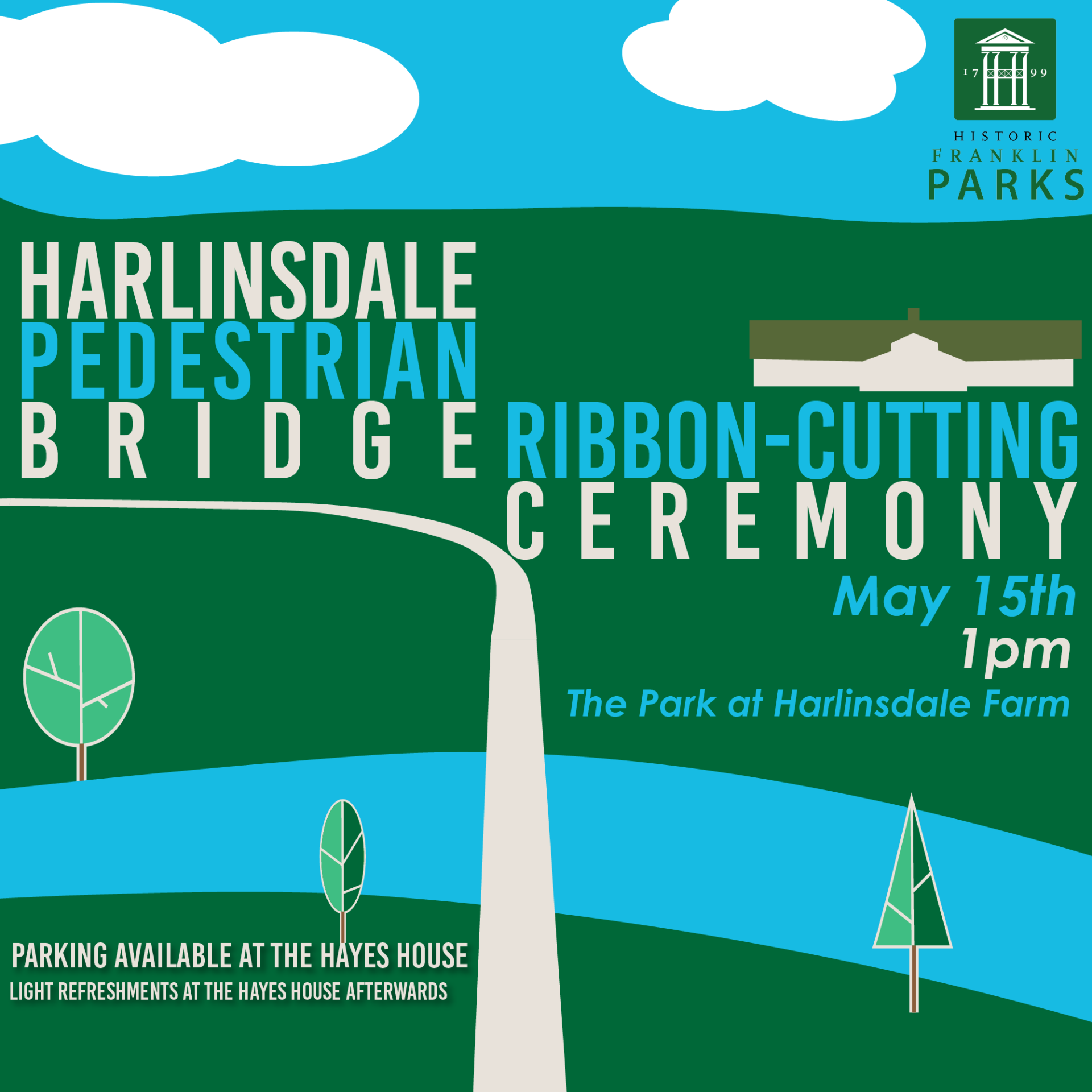 bridge opening flyer, may 15, 1pm Harlinsdale Park