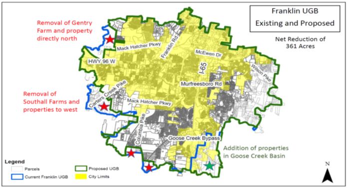 Existing and proposed UGB