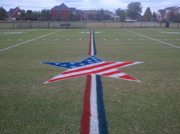 Jim Warren Park Football Field Patriotic Field Art